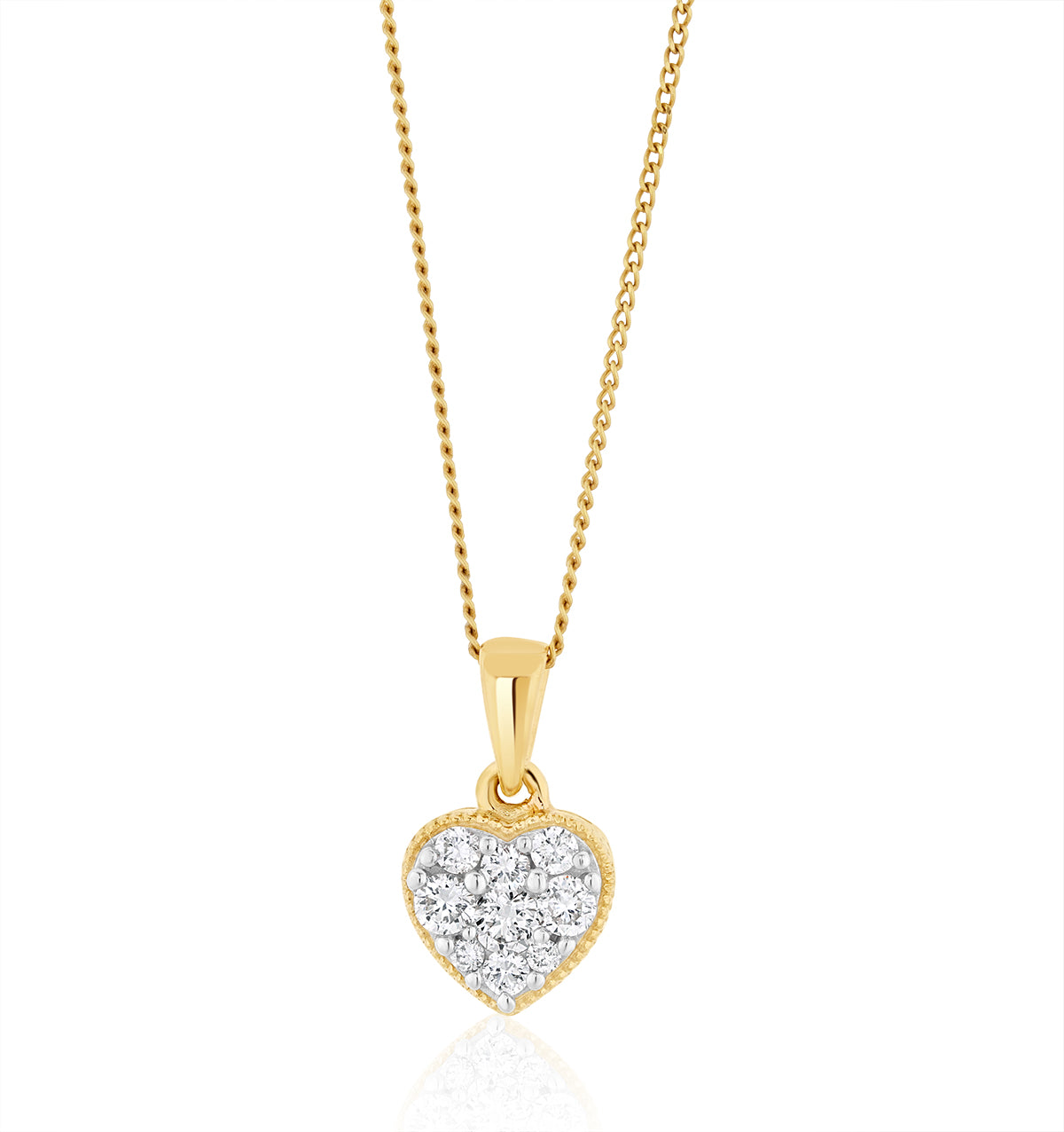 Lab Diamond Heart Pendant Necklace 0.25ct H/Si in 9K Gold
